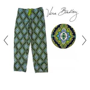 Vera Bradley Vibrant Green and Blue Patterned Corduroy Sleep Pants